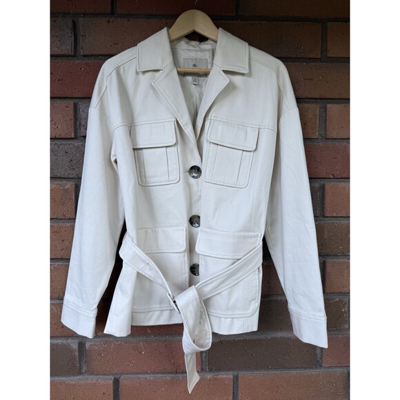 Harbison‎ Banana Republic Utility Jacket Safari Belted | Cream | Womens Size XS - Picture 1 of 16